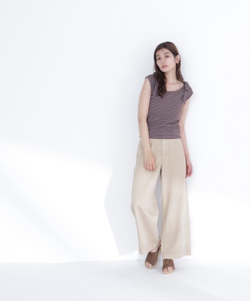 NATURAL BEAUTY BASIC(ナチュラルビューティーベーシック)の「ショルダーリボンボーダートップス(Tシャツ/カットソー・レディース・ブラウン系その他/ネイビー系/ホワイト系その他・フリ-)」の19枚目の写真