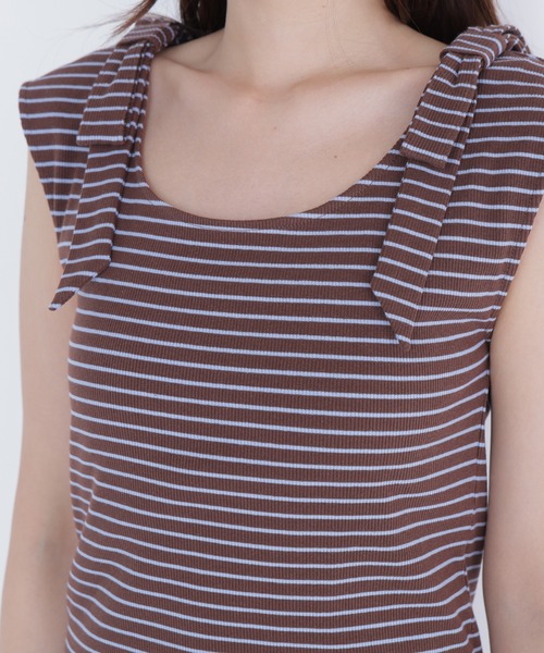 NATURAL BEAUTY BASIC(ナチュラルビューティーベーシック)の「ショルダーリボンボーダートップス(Tシャツ/カットソー・レディース・ブラウン系その他/ネイビー系/ホワイト系その他・フリ-)」の22枚目の写真