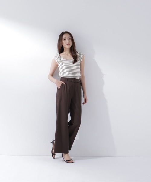 NATURAL BEAUTY BASIC(ナチュラルビューティーベーシック)の「ショルダーリボンボーダートップス(Tシャツ/カットソー・レディース・ブラウン系その他/ネイビー系/ホワイト系その他・フリ-)」の6枚目の写真
