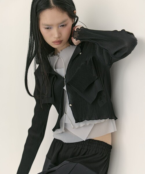 kotohayokozawa（コトハヨコザワ）の「【kotohayokozawa/コトハヨコザワ】《STUDIOUS別注》SHEER CARDIGAN/シアーカーディガン/ウォッシャブル（カーディガン/ボレロ・レディース・ピンク/グレー/ブラック/グリーン・FREE）」の2枚目の写真