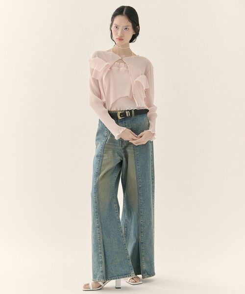 kotohayokozawa（コトハヨコザワ）の「【kotohayokozawa/コトハヨコザワ】《STUDIOUS別注》SHEER CARDIGAN/シアーカーディガン/ウォッシャブル（カーディガン/ボレロ・レディース・ピンク/グレー/ブラック/グリーン・FREE）」の6枚目の写真