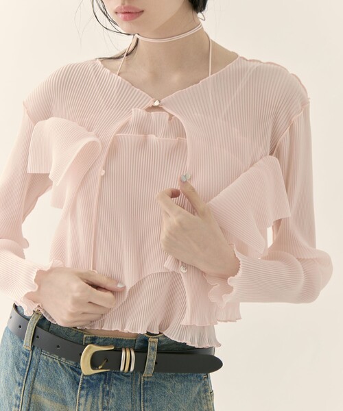 kotohayokozawa（コトハヨコザワ）の「【kotohayokozawa/コトハヨコザワ】《STUDIOUS別注》SHEER CARDIGAN/シアーカーディガン/ウォッシャブル（カーディガン/ボレロ・レディース・ピンク/グレー/ブラック/グリーン・FREE）」の9枚目の写真