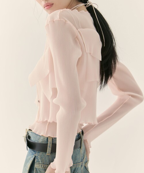 kotohayokozawa（コトハヨコザワ）の「【kotohayokozawa/コトハヨコザワ】《STUDIOUS別注》SHEER CARDIGAN/シアーカーディガン/ウォッシャブル（カーディガン/ボレロ・レディース・ピンク/グレー/ブラック/グリーン・FREE）」の10枚目の写真