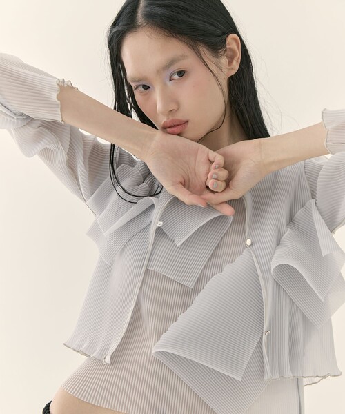 kotohayokozawa（コトハヨコザワ）の「【kotohayokozawa/コトハヨコザワ】《STUDIOUS別注》SHEER CARDIGAN/シアーカーディガン/ウォッシャブル（カーディガン/ボレロ・レディース・ピンク/グレー/ブラック/グリーン・FREE）」の16枚目の写真