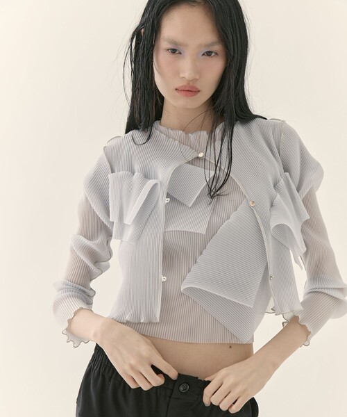 kotohayokozawa（コトハヨコザワ）の「【kotohayokozawa/コトハヨコザワ】《STUDIOUS別注》SHEER CARDIGAN/シアーカーディガン/ウォッシャブル（カーディガン/ボレロ・レディース・ピンク/グレー/ブラック/グリーン・FREE）」の20枚目の写真