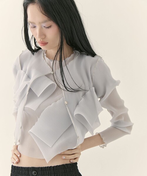 kotohayokozawa（コトハヨコザワ）の「【kotohayokozawa/コトハヨコザワ】《STUDIOUS別注》SHEER CARDIGAN/シアーカーディガン/ウォッシャブル（カーディガン/ボレロ・レディース・ピンク/グレー/ブラック/グリーン・FREE）」の21枚目の写真