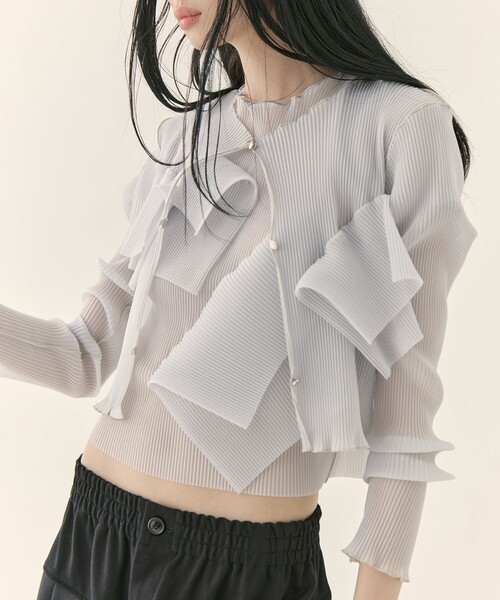 kotohayokozawa（コトハヨコザワ）の「【kotohayokozawa/コトハヨコザワ】《STUDIOUS別注》SHEER CARDIGAN/シアーカーディガン/ウォッシャブル（カーディガン/ボレロ・レディース・ピンク/グレー/ブラック/グリーン・FREE）」の22枚目の写真