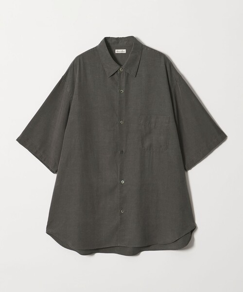 steven alan 半袖シャツ ダークグレー Steven Alan＞ スラブ レギュラーカラー ショートスリーブ シャツ