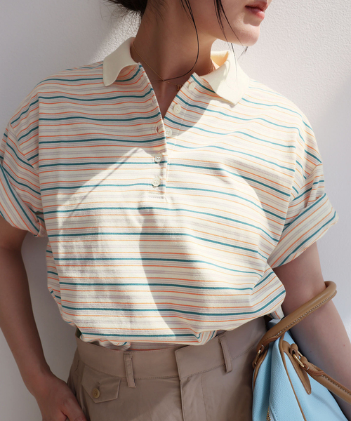 IENA（イエナ）の「ボーダーフレンチスリーブプルオーバー◇（Tシャツ