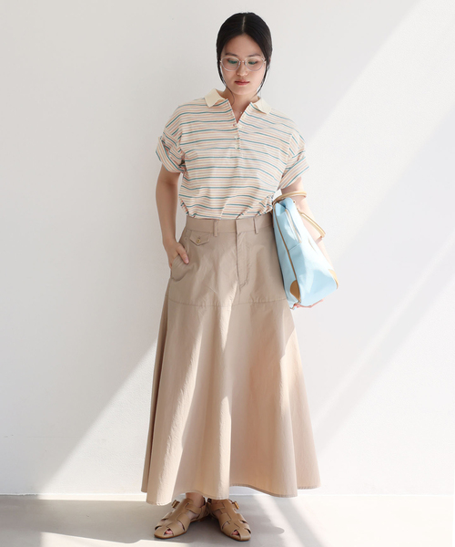 IENA（イエナ）の「マルチボーダーラガーシャツ（Tシャツ/カットソー・レディース・パープル/モスグリーン・FREE）」の3枚目の写真
