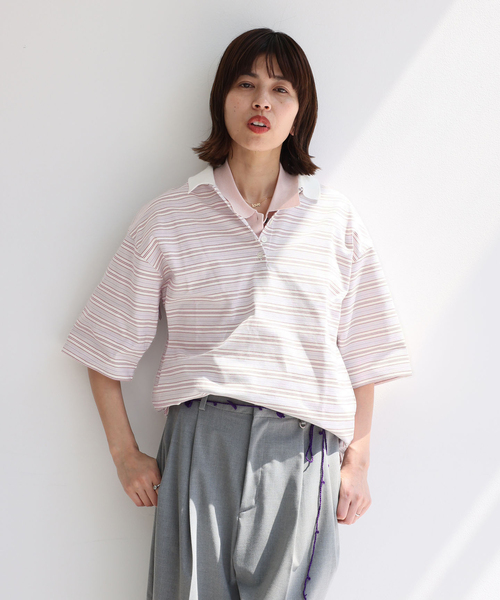 IENA（イエナ）の「マルチボーダーラガーシャツ（Tシャツ/カットソー・レディース・パープル/モスグリーン・FREE）」の9枚目の写真