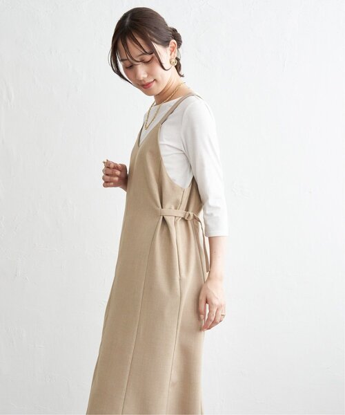 ikka(イッカ)の「【2点セット】サイドバックルジャンスカセット(ワンピース・レディース・ベージュ/ブラック/カーキ・M/S/L)」の6枚目の写真