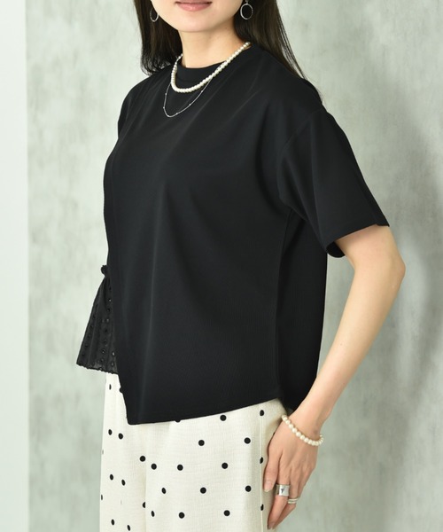 INTERPLANET（インタープラネット）の「ミラノリブレース切替プルオーバー（Tシャツ/カットソー・レディース・ブラック/オフホワイト・FREE）」の11枚目の写真