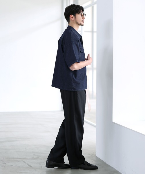 SPU（スプ）の「【セットアップ対応】【接触冷感/吸水速乾】機能性メッシュデニム半袖シャツ（シャツ/ブラウス・メンズ・インディゴブルー/ブラック/グレー・S/M/L）」の17枚目の写真