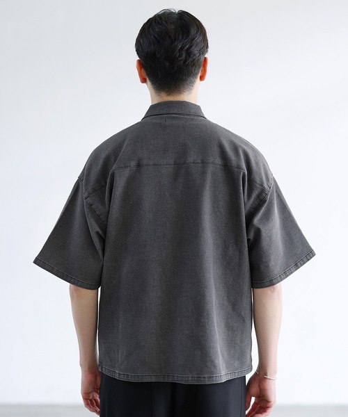 SPU（スプ）の「【セットアップ対応】【接触冷感/吸水速乾】機能性メッシュデニム半袖シャツ（シャツ/ブラウス・メンズ・インディゴブルー/ブラック/グレー・S/M/L）」の21枚目の写真