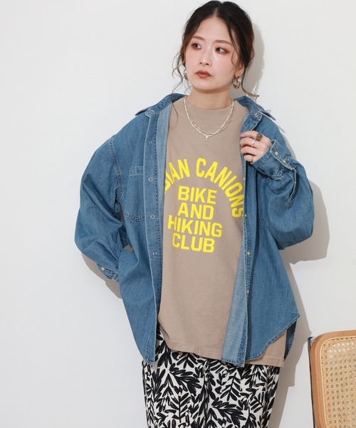 FUNALIVE(ファンアライブ)の「LE MELANGE オーバーサイズダンガリーシャツ 長袖(シャツ/ブラウス・レディース・ブルー/インディゴブルー・FREE)」の9枚目の写真