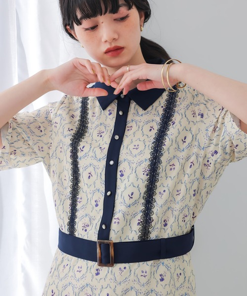 somari imagination(ソマリ イマジネーション)の「花柄レトロ配色ワンピース(ワンピース・レディース・ブラック/アイボリー・2/1)」の6枚目の写真