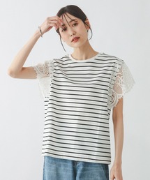 GLOBAL WORK | ひんやり涼しい/フローズン袖レースプルオーバー半袖/665876(Tシャツ/カットソー)