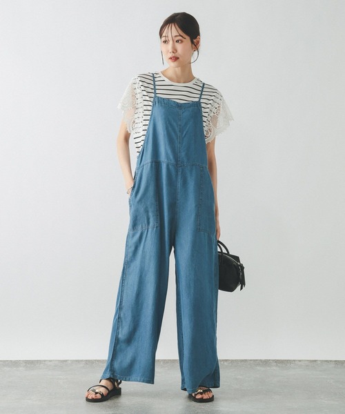 GLOBAL WORK（グローバルワーク）の「ひんやり涼しい/フローズン袖レースプルオーバー半袖/665876（Tシャツ/カットソー・レディース・ホワイト×ブラック/ブラック/アイボリー・LARGE/MEDIUM）」の4枚目の写真