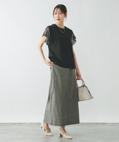GLOBAL WORK（グローバルワーク）の「ひんやり涼しい/フローズン袖レースプルオーバー半袖/665876（Tシャツ/カットソー・レディース・ホワイト×ブラック/ブラック/アイボリー・LARGE/MEDIUM）」の11枚目の写真