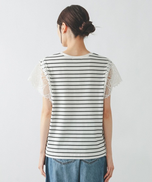 GLOBAL WORK（グローバルワーク）の「ひんやり涼しい/フローズン袖レースプルオーバー半袖/665876（Tシャツ/カットソー・レディース・ホワイト×ブラック/ブラック/アイボリー・LARGE/MEDIUM）」の20枚目の写真