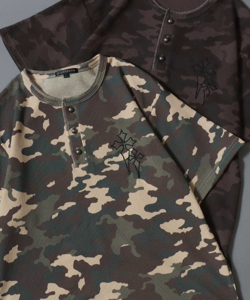 Camouflage Pattern Cross Logo Embroidery Thermal/カモフラ柄