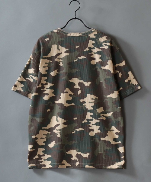 SITRY(シトリー)の「Camouflage Pattern Cross Logo Embroidery Thermal/カモフラ柄 ヴィンテージライク クロスロゴ ワンポイント刺繍 ショート丈 サーマル ワッフル ヘンリーネック 半袖Tシャツ レディース メンズ(Tシャツ/カットソー・メンズ・グリーン系その他/グリーン系その他2・M/L)」の5枚目の写真