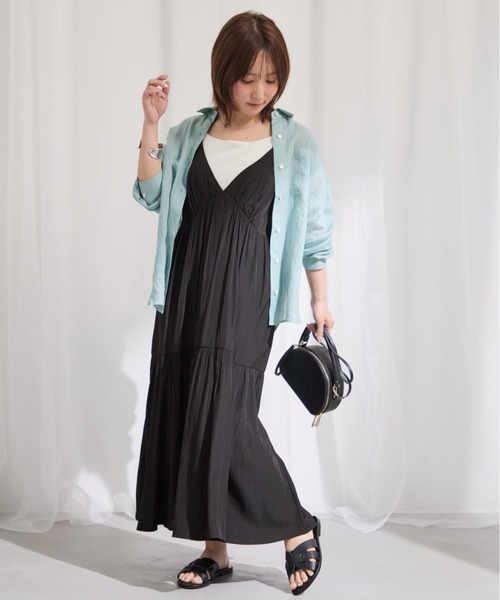 COHINA（コヒナ）の「とろみティアードキャミワンピース 【低身長・小柄女性】（ワンピース・レディース・ブラック/ブルー/ライトグレー・SHORT/REGULAR）」の2枚目の写真