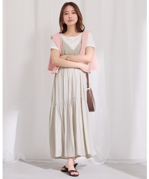 COHINA（コヒナ）の「とろみティアードキャミワンピース 【低身長・小柄女性】（ワンピース・レディース・ブラック/ブルー/ライトグレー・SHORT/REGULAR）」の4枚目の写真