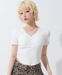 ANAP | カップ付 Vネック ぴたっとTシャツ(Tシャツ/カットソー)