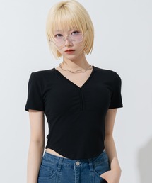 カップ付 Vネック ぴたっとTシャツ