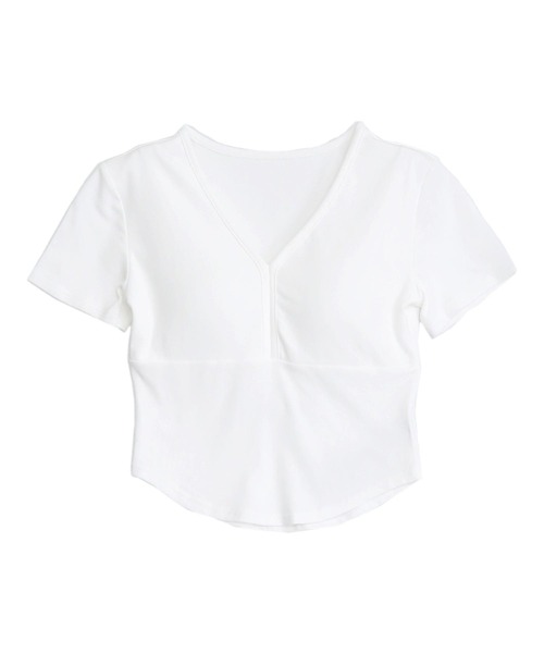 ANAP（アナップ）の「カップ付 Vネック ぴたっとTシャツ（Tシャツ/カットソー・レディース・ブラック/ホワイト・F）」の11枚目の写真