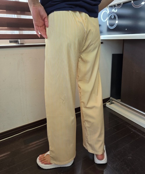 Loco Ocean（ロコオーシャン）の「【全2色】パステルカラー ストライプワイドレッグパンツ / リラックスパンツ / ワンマイルウェア（その他パンツ・レディース・ブルー/イエロー・FREE）」の4枚目の写真