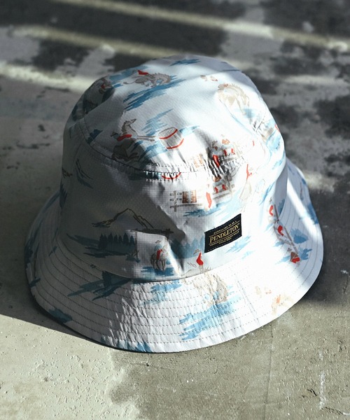PENDLETON(ペンドルトン)の「PENDLETON ペンドルトン ECOPET PRINT HAT エコペット プリント ハット(ハット・レディース・オリーブドラブ/ブラウン/ネイビー/オフホワイト/ブルー・FREE)」の2枚目の写真
