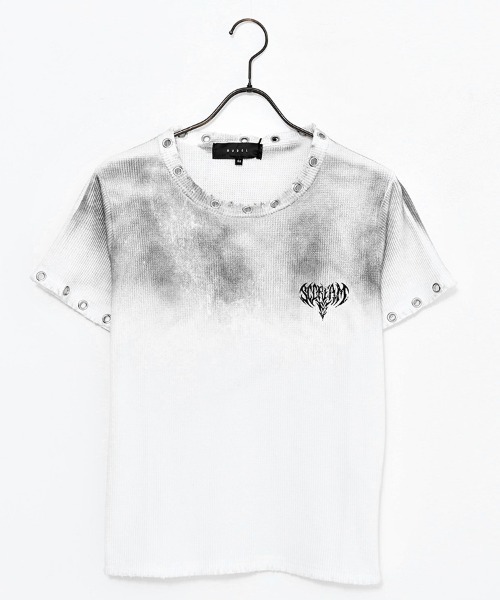 RUDOL(ルドル)の「『RUDOL/ルドル』グラデーション汚し加工サーマルフェザープリントTシャツ(Tシャツ/カットソー・メンズ・ブラック/オフホワイト・L/M)」の20枚目の写真