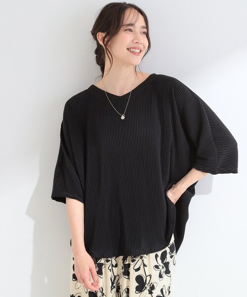SHOO・LA・RUE（シューラルー）の「【2点セット/S-LL/体型カバー】縦プリーツですっきり見え ドルマンゆるセットアップ（セットアップ・レディース・ブラック/ブラウン系その他・01/03/02）」の7枚目の写真