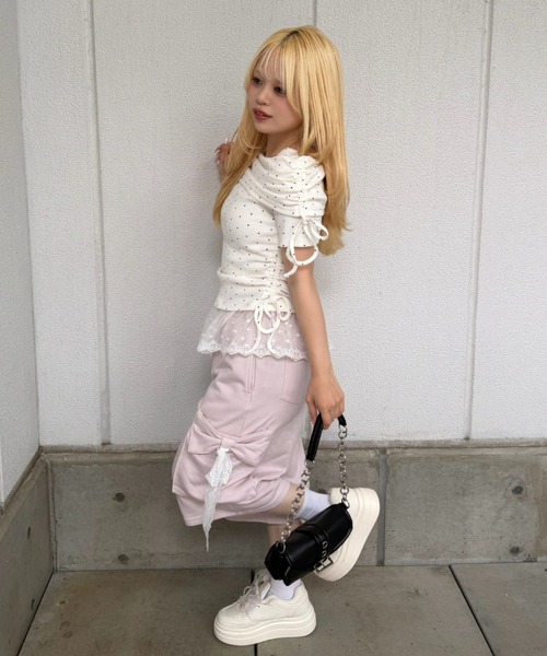 continuer de NICE CLAUP(コンティニューデナイスクラップ)の「リボンカーゴハーフ裏毛PT(その他パンツ・レディース・ブラック/トップグレー/ピンク・FREE)」の22枚目の写真