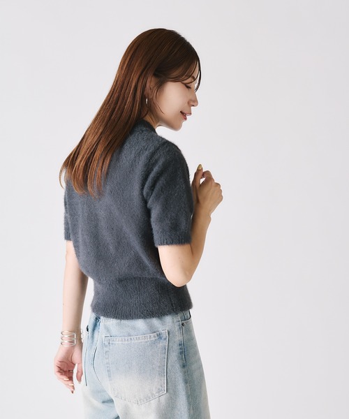 Riberry(リベリー)の「シャギーニットポロカーディガン(ニット/セーター・レディース・チャコールグレー/ワイン/ブラウン/アイボリー・FREE)」の5枚目の写真