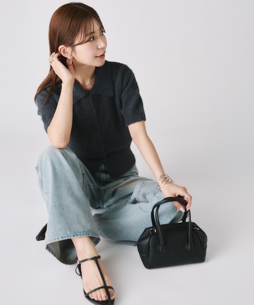 Riberry(リベリー)の「シャギーニットポロカーディガン(ニット/セーター・レディース・チャコールグレー/ワイン/ブラウン/アイボリー・FREE)」の11枚目の写真