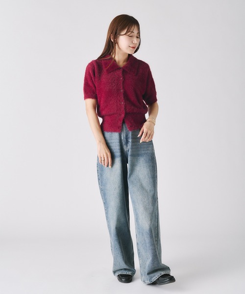 Riberry(リベリー)の「シャギーニットポロカーディガン(ニット/セーター・レディース・チャコールグレー/ワイン/ブラウン/アイボリー・FREE)」の22枚目の写真