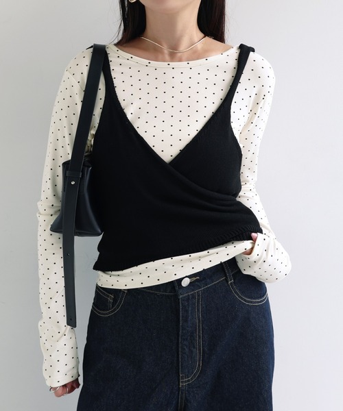 andme(アンドミー)の「ドット2way長袖トップス(Tシャツ/カットソー・レディース・ブラック/オフホワイト/グレー・M)」の19枚目の写真