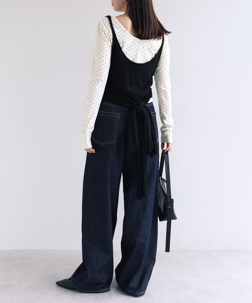 andme(アンドミー)の「ドット2way長袖トップス(Tシャツ/カットソー・レディース・ブラック/オフホワイト/グレー・M)」の22枚目の写真