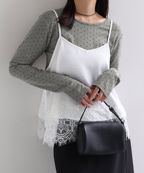 andme(アンドミー)の「ドット2way長袖トップス(Tシャツ/カットソー・レディース・ブラック/オフホワイト/グレー・M)」の12枚目の写真