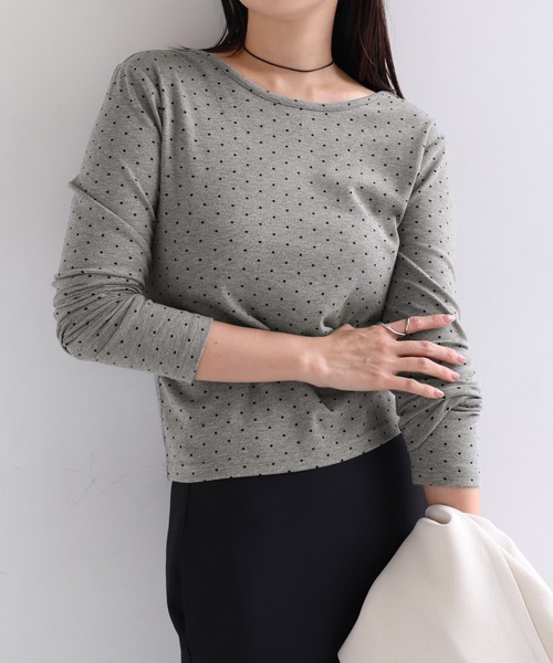 andme(アンドミー)の「ドット2way長袖トップス(Tシャツ/カットソー・レディース・ブラック/オフホワイト/グレー・M)」の17枚目の写真