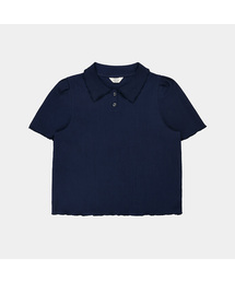 ウェーブカラー1ボタンTシャツ (JXTS260421)