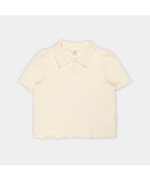 ウェーブカラー1ボタンTシャツ (JXTS260421)