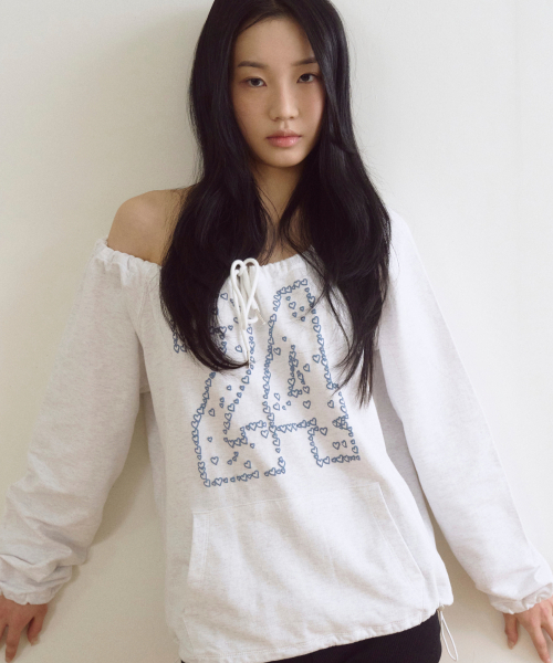 ♡ページ Heart Number String Long Sleeve Gray（Tシャツ/カットソー）｜ROGIN