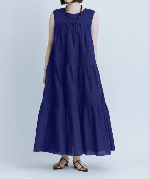 ADAM ET ROPE'(アダムエロペ)の「【AAYUSHI for ADAM ET ROPE'】別注Cotton voile long dress(ワンピース・レディース・ブルー/ブラック/ピンク・FREE)」の2枚目の写真