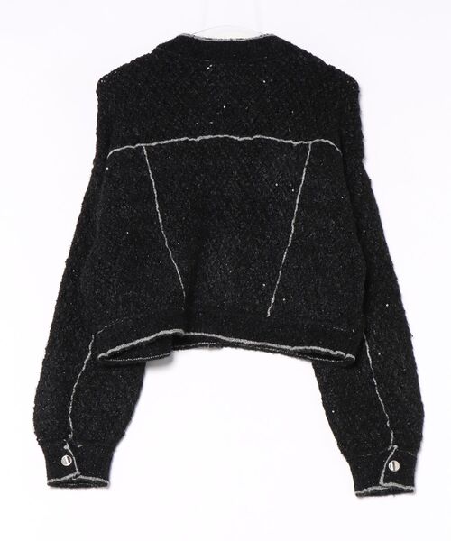 B.I.D.（ビーアイディー）の「《PAMEO POSE》配色ニットジャケット（ノーカラージャケット・レディース・ブラック/ブルー/ホワイト・FREE）」の13枚目の写真