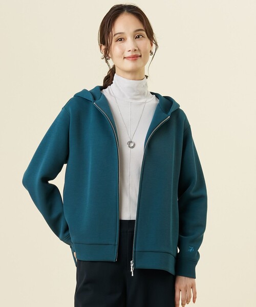 J.PRESS(ジェイプレス)の「【季節の変わり目に】ダンボールジャージー ジップアップ パーカー(パーカー・レディース・パープル系/ライトグレー系/ピーコックグリーン系/グレー系・MEDIUM/LARGE)」の3枚目の写真
